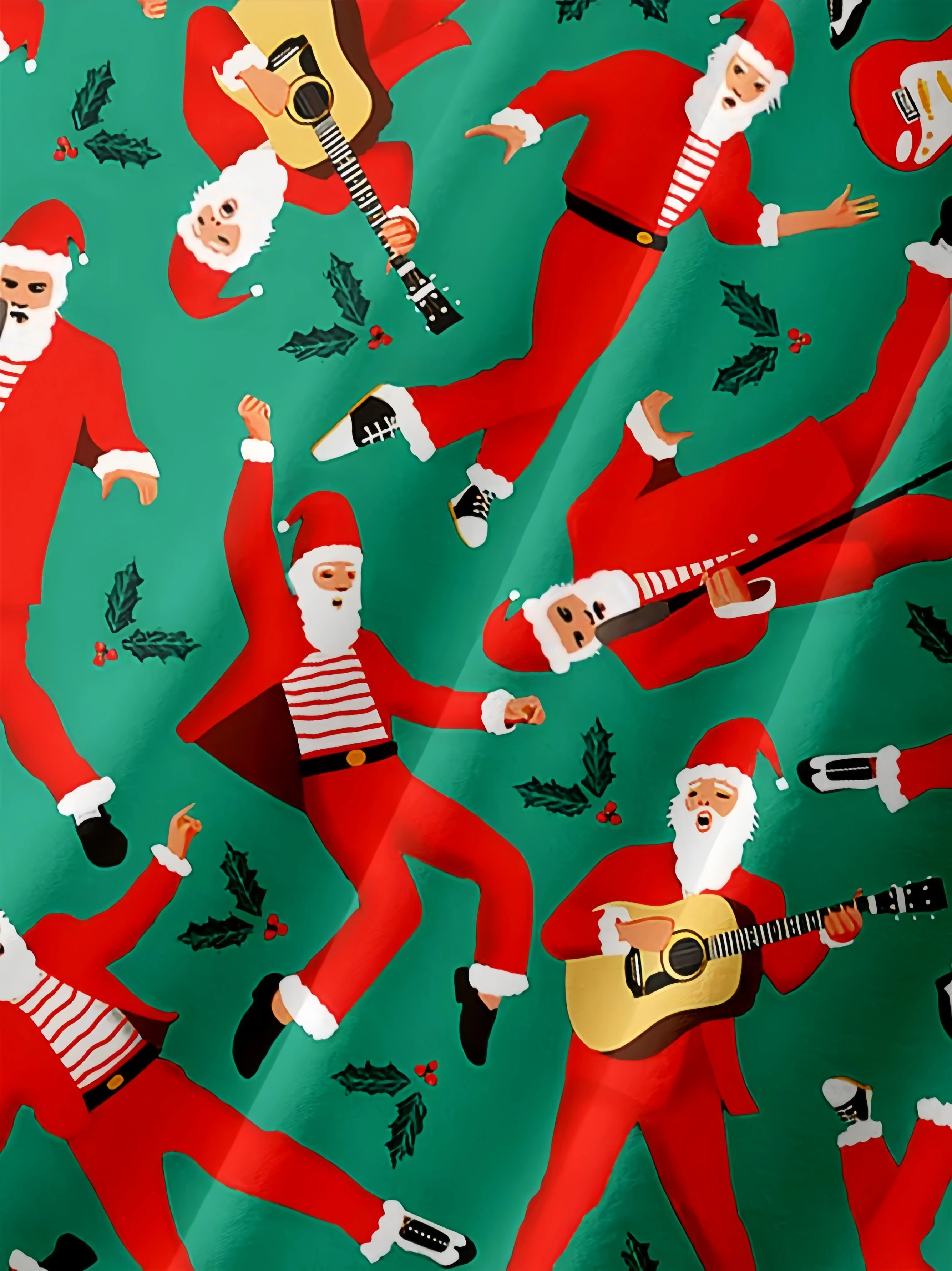 Christmas Musical Santa Chest Pocket Short Sleeve Hawaiian Shirt