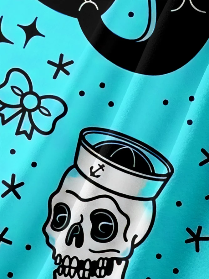 Mermaid Chest Pocket Short Sleeve Hawaiian Shirt