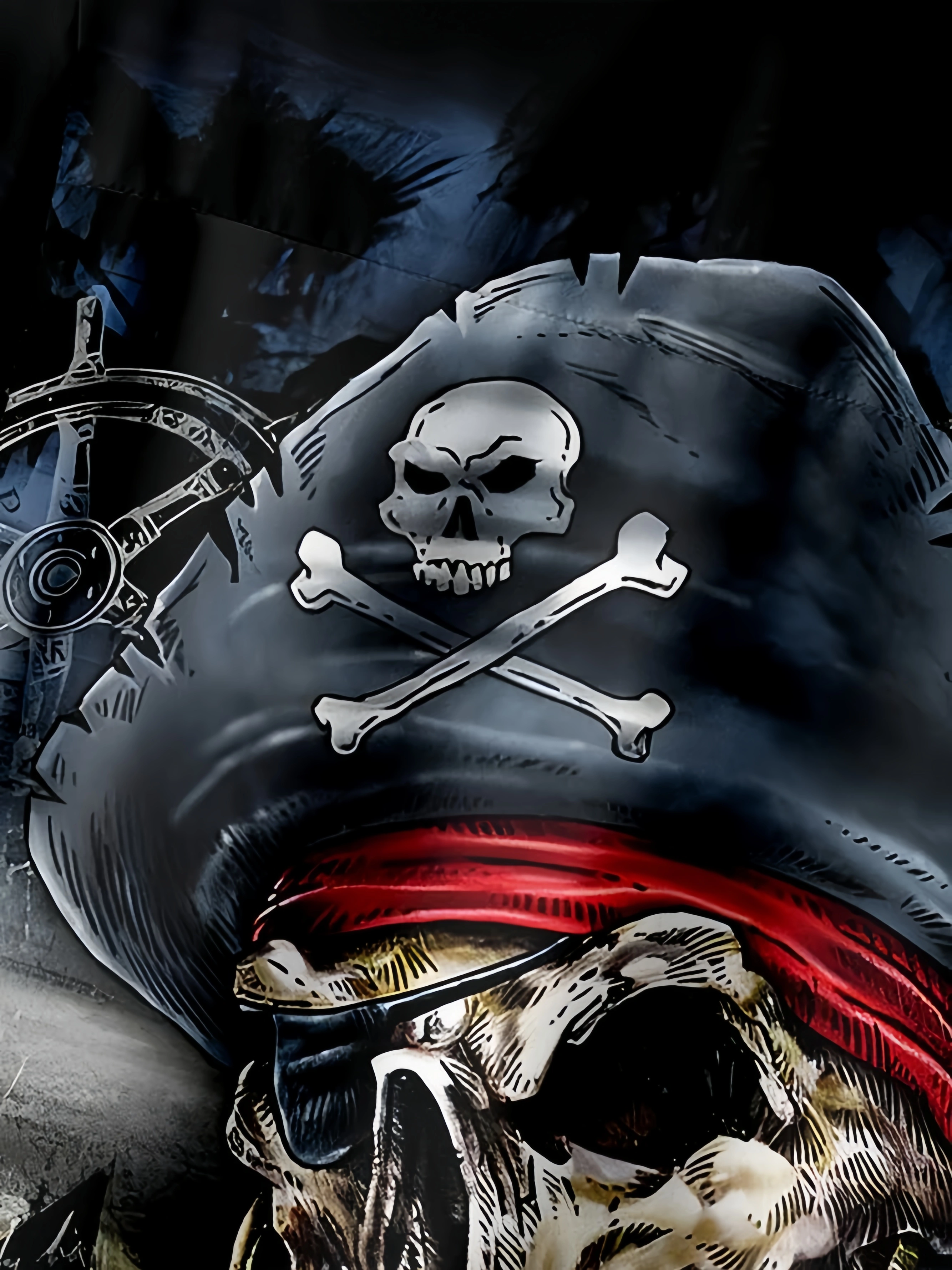 Pirate Chest Pocket Short Sleeve Hawaiian Shirt