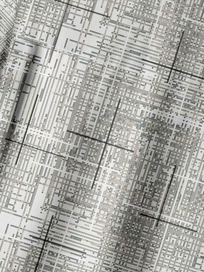 Abstract Chest Pocket Short Sleeve Casual Shirt