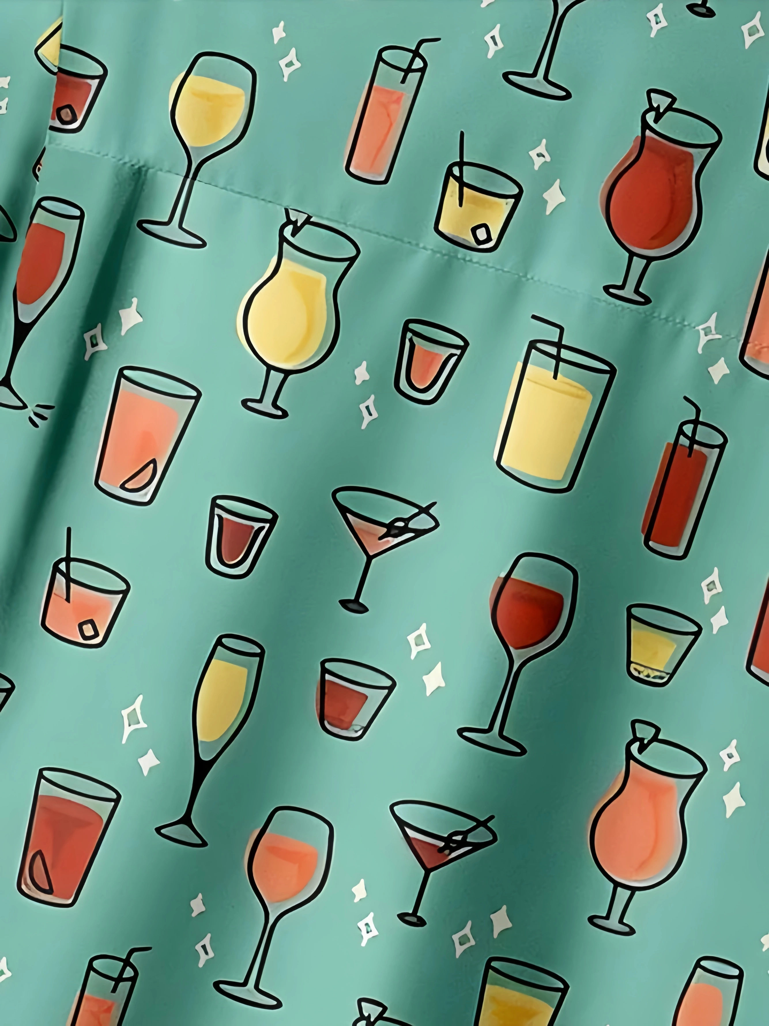 Cocktail Chest Pocket Short Sleeve Hawaiian Shirt