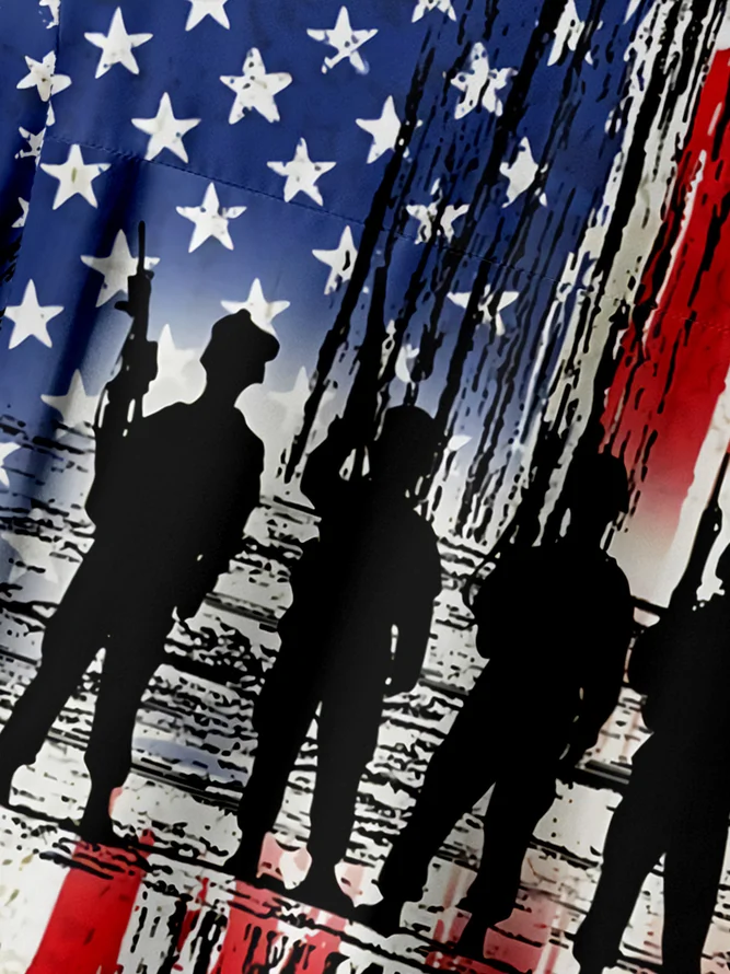 Veteran's Day Chest Pocket Short Sleeve Casual Shirt