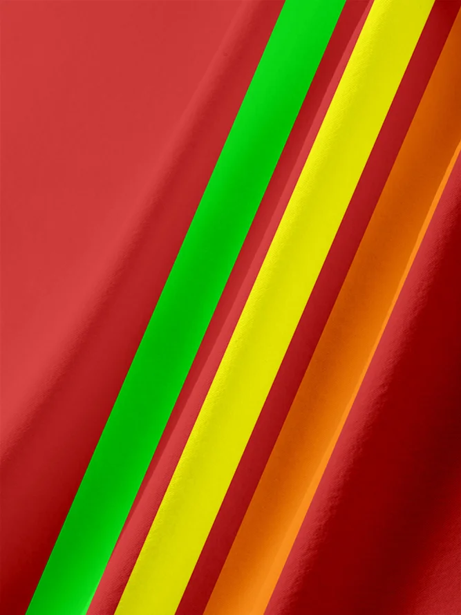 Geometric Stripe Chest Pocket Short Sleeve Casual Shirt