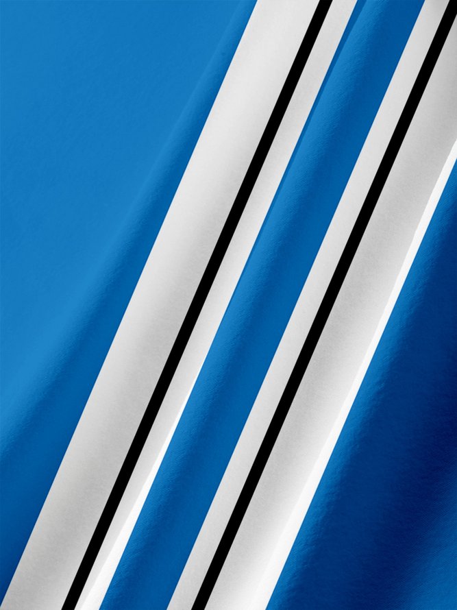 Striped Chest Pocket Short Sleeve Bowling Shirt