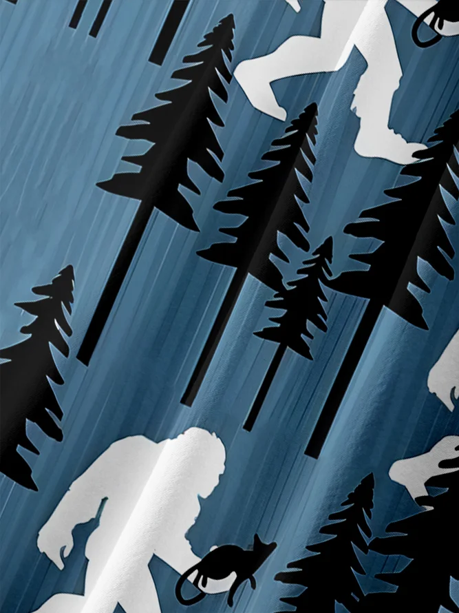 Bigfoot Chest Pocket Short Sleeve Hawaiian Shirt