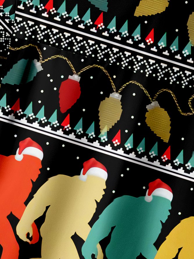 Christmas Chest Pocket Short Sleeve Casual Shirt