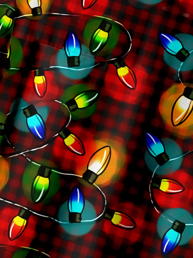 Christmas Decorated Chest Pocket Short Sleeve Casual Shirt