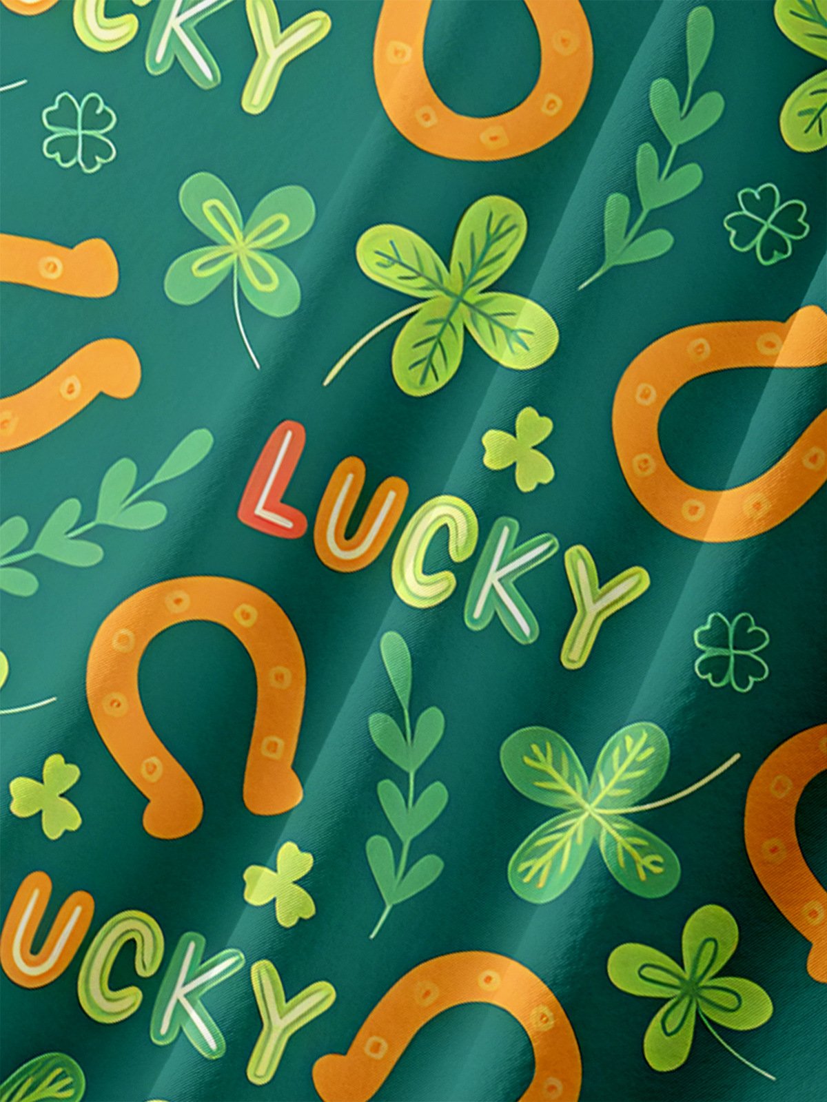 St. Patrick's Day Golden Saddle Chest Pocket Short Sleeve Hawaiian Shirt