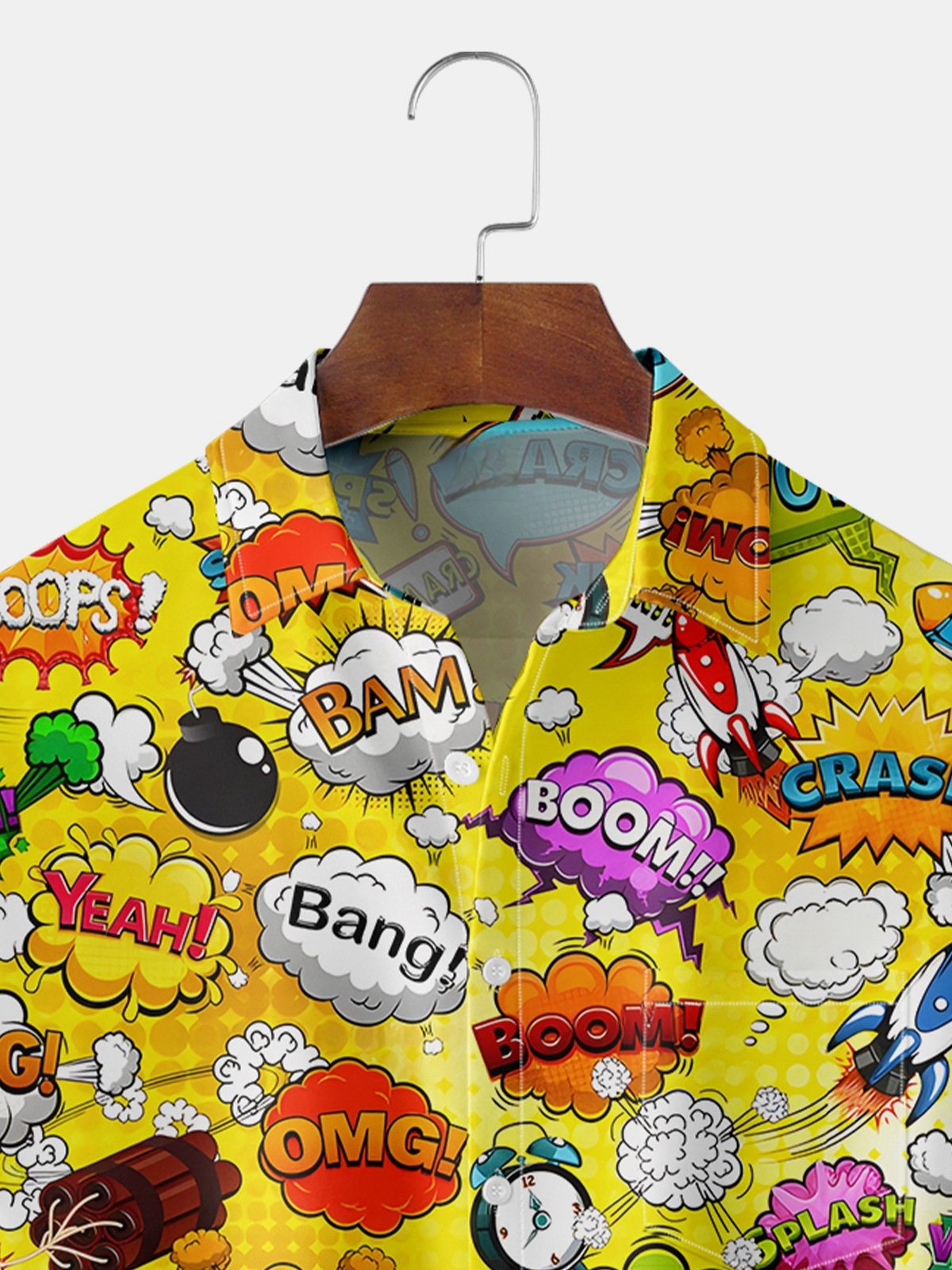 Abstract Letter Chest Pocket Short Sleeve Casual Shirt