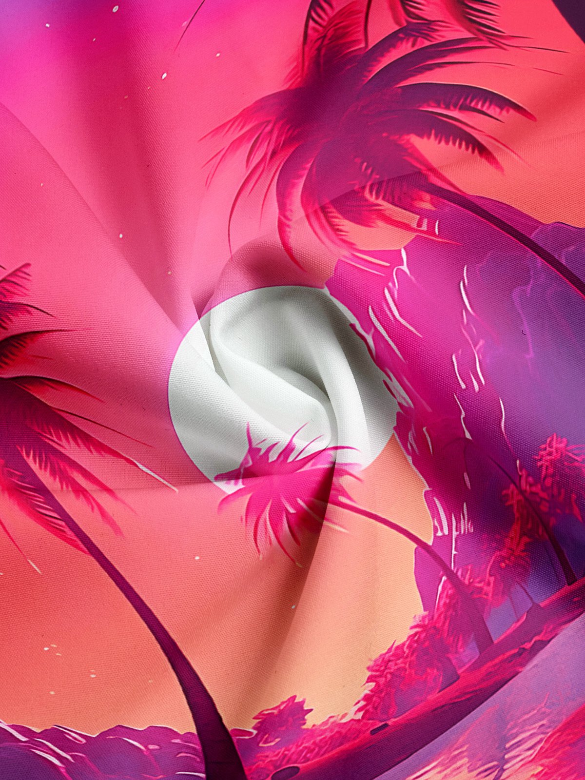 Coconut Tree Sunset Landscape Short Sleeve Aloha Shirt