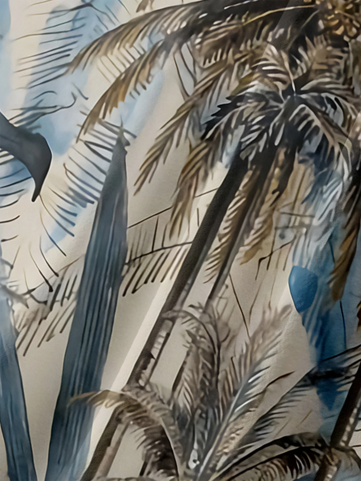 Mens Hawaiian Coconut Print Lapel Chest Pocket Short Sleeve Funky Aloha Shirt