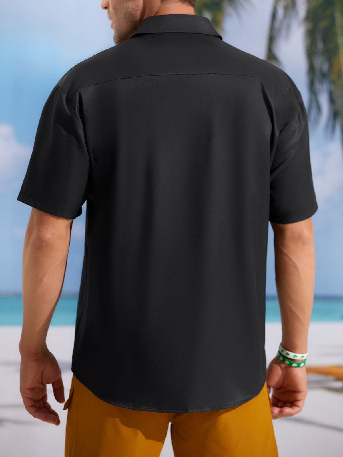 St Patrick‘s Day Shamrock Chest Pocket Short Sleeve Bowling Shirt