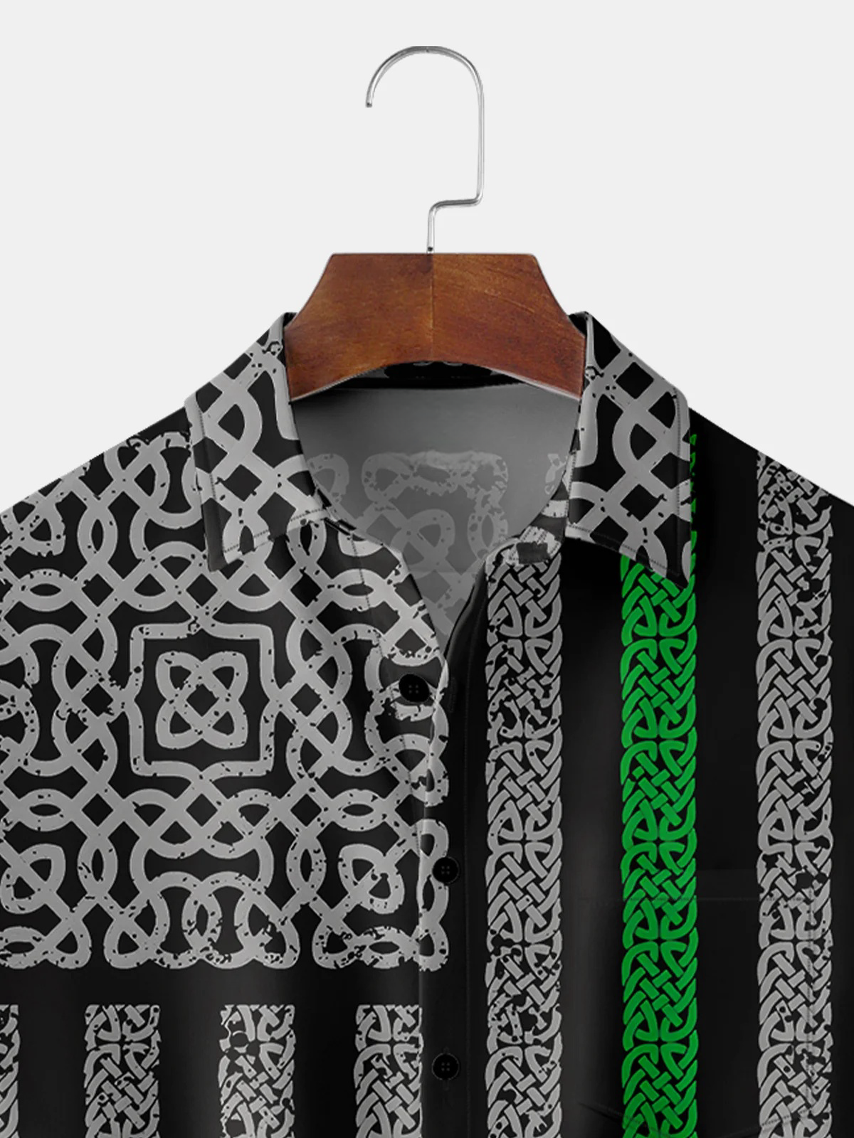 St. Patrick's Day American Flag Shamrock Chest Pocket Short Sleeve Casual Shirt