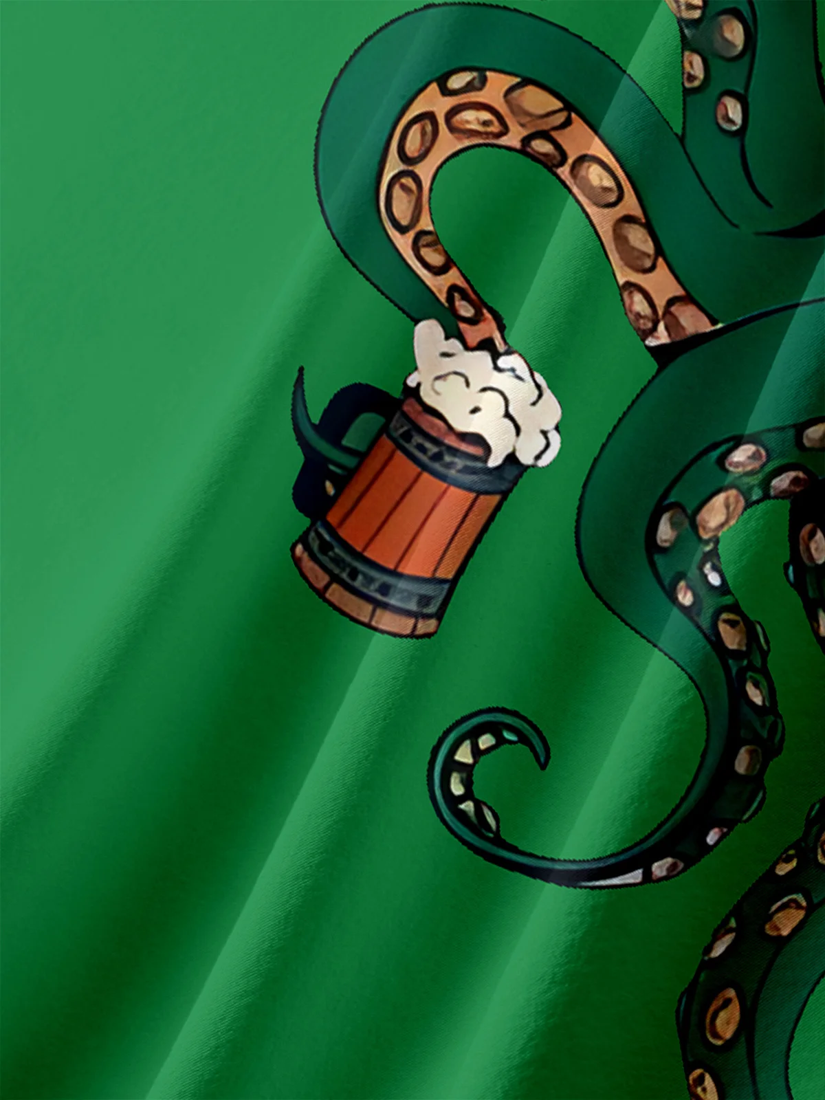 St. Patrick's Day Octopus Chest Pocket Short Sleeve Casual Shirt