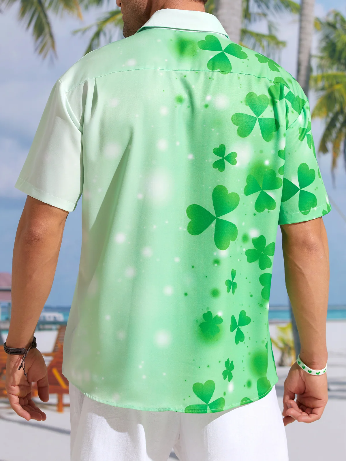 St. Patrick's Day Beach Chest Pocket Short Sleeve Hawaiian Shirt