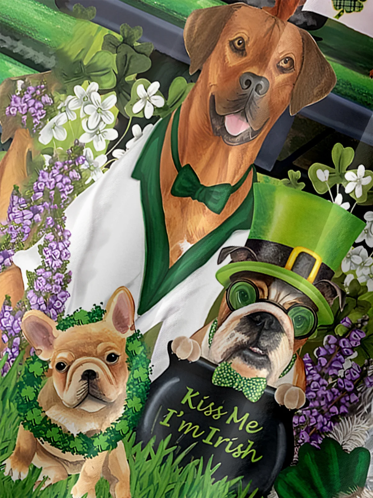 St. Patrick's Day Cat and Dog Chest Pocket Short Sleeve Casual Shirt