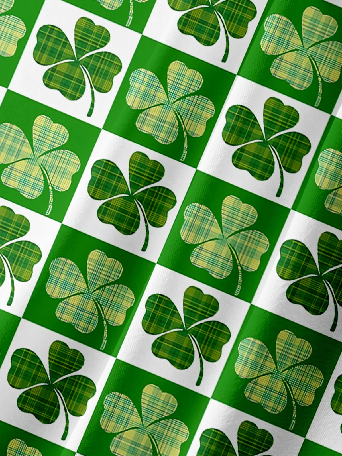 St. Patrick's Day Clover Chest Pocket Short Sleeve Hawaiian Shirt