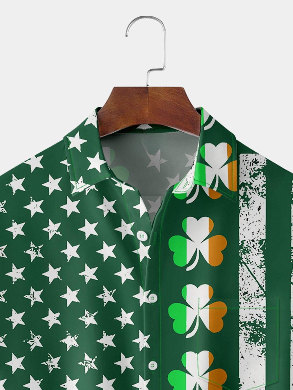 St Patrick‘s Day Sharmark Chest Pocket Short Sleeve Casual Shirt