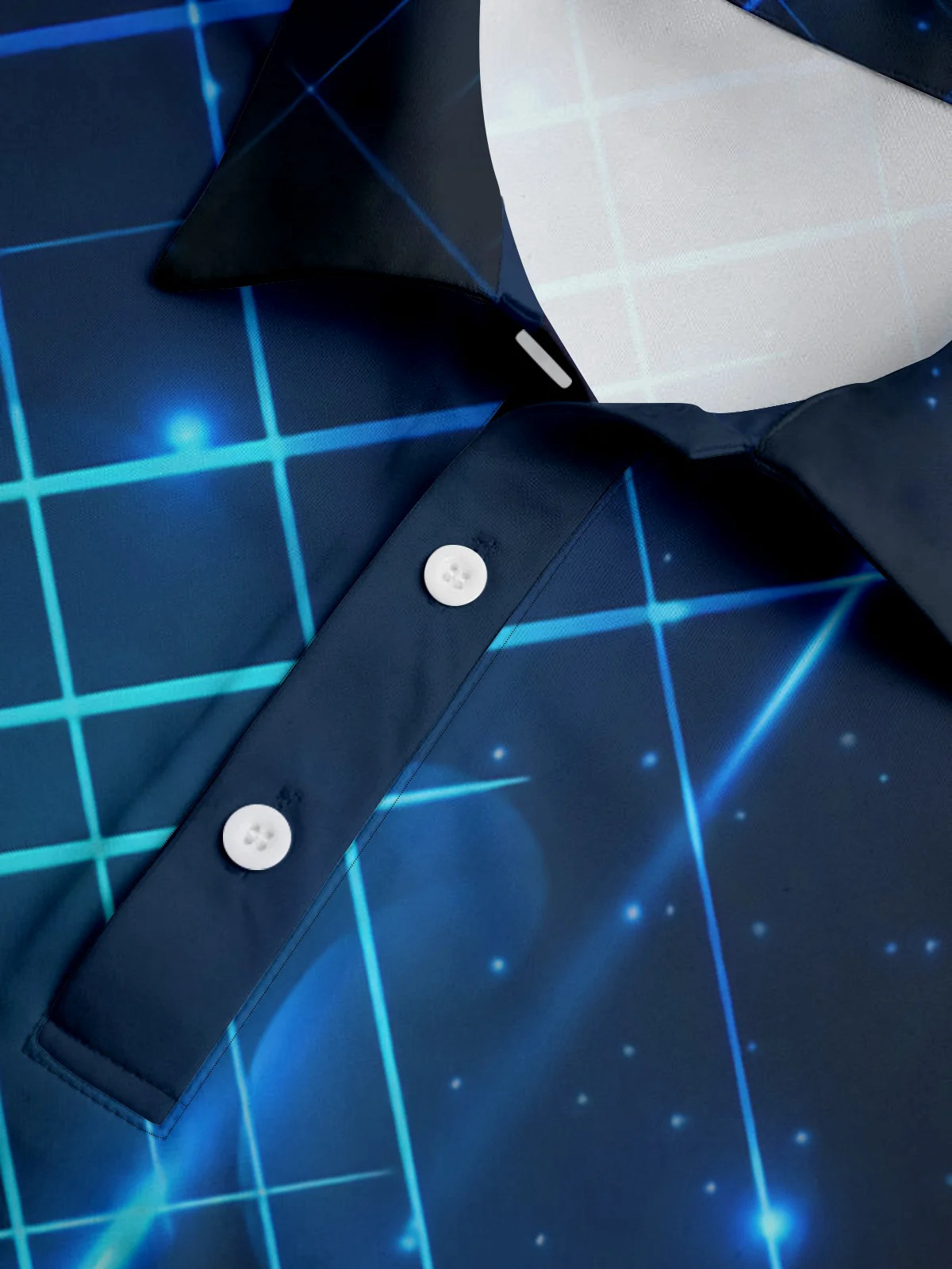 3D Gradient Abstract Geometric Button Short Sleeve Polo Shirt