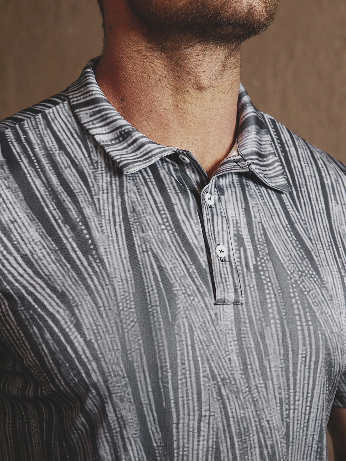 Ombre Geometric Button Short Sleeve Polo Shirt