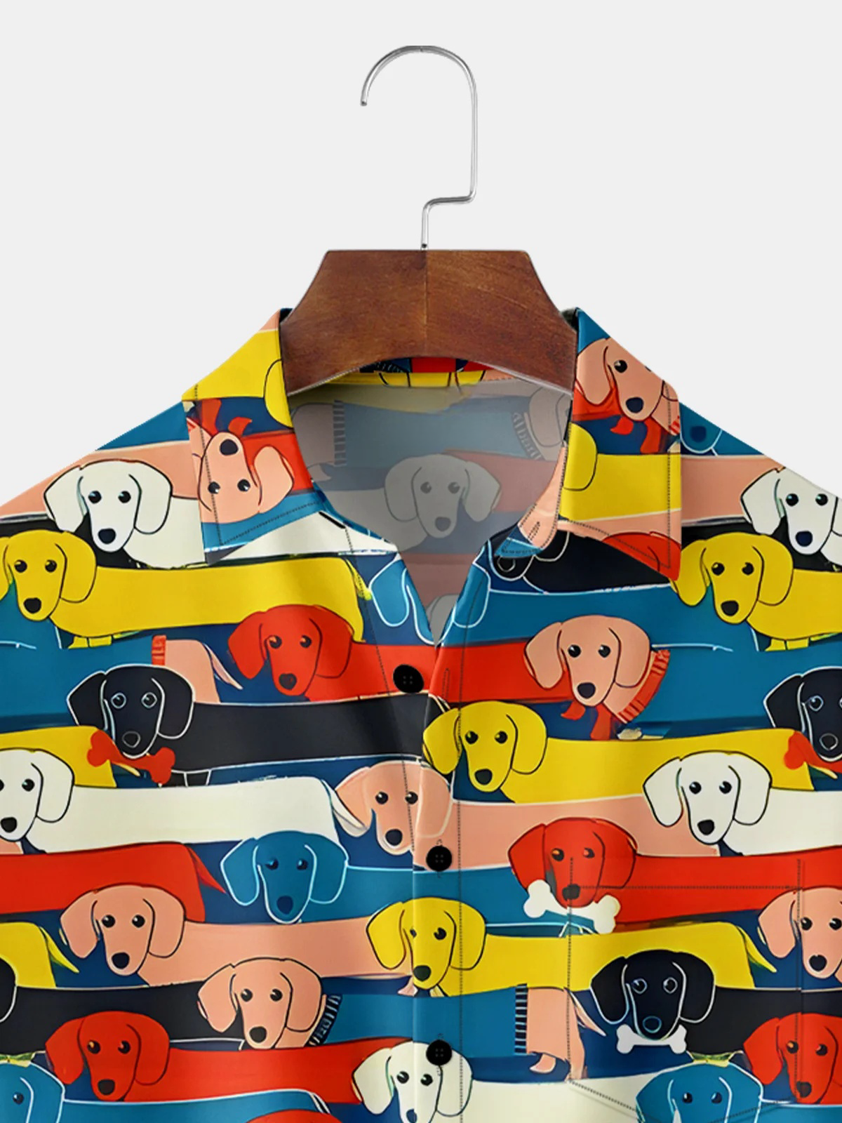 Dog Party Chest Pocket Short Sleeve Casual Shirt