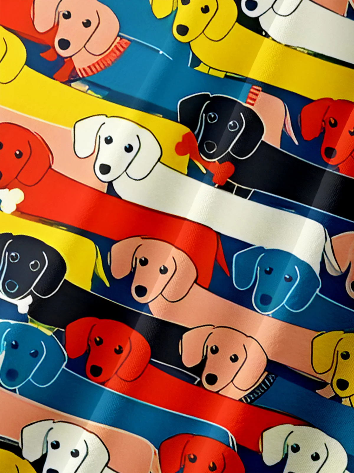 Dog Party Chest Pocket Short Sleeve Casual Shirt