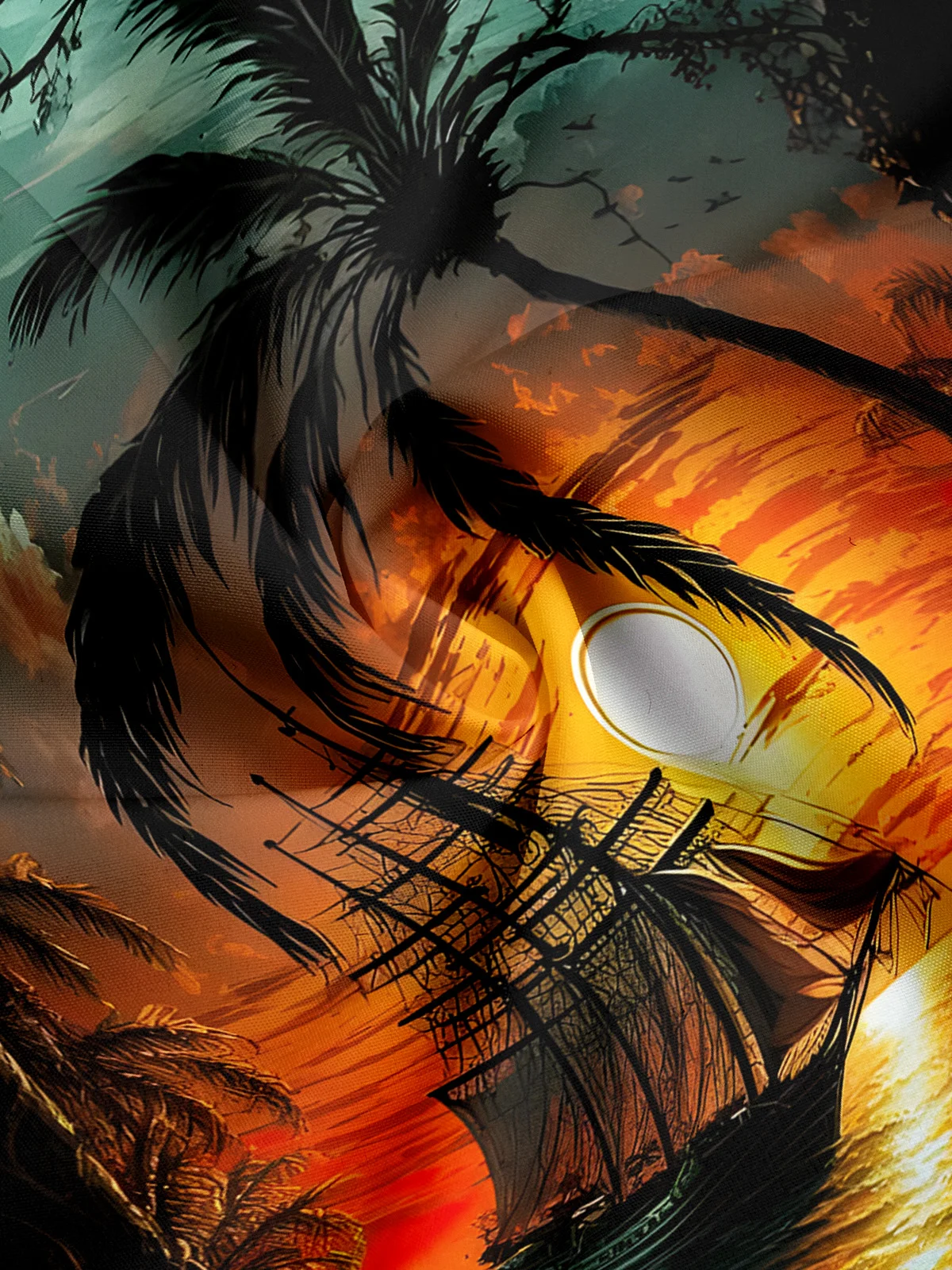 Coconut Tree Chest Pocket Short Sleeve Hawaiian Shirt