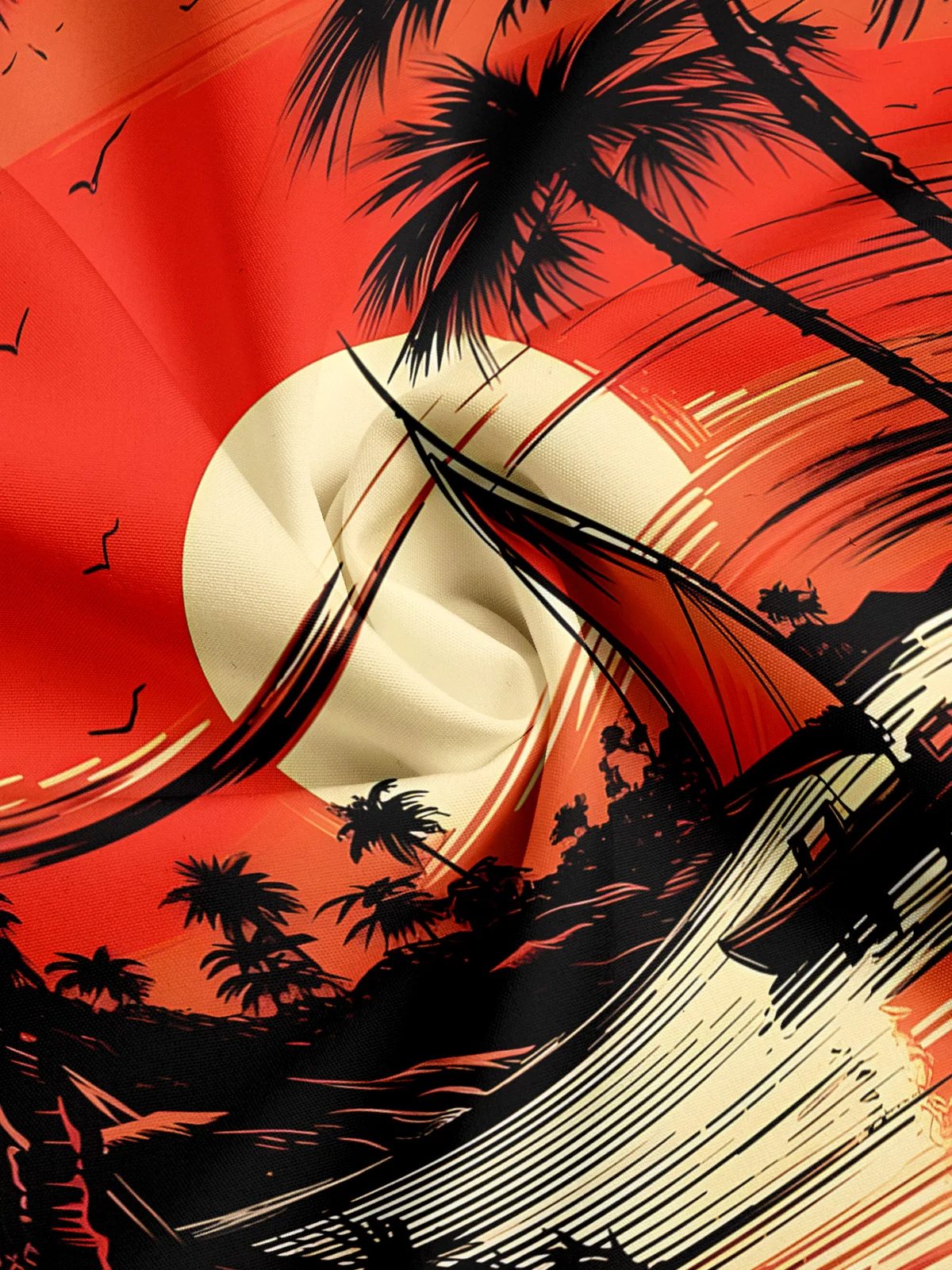 Coconut Tree Chest Pocket Short Sleeve Hawaiian Shirt