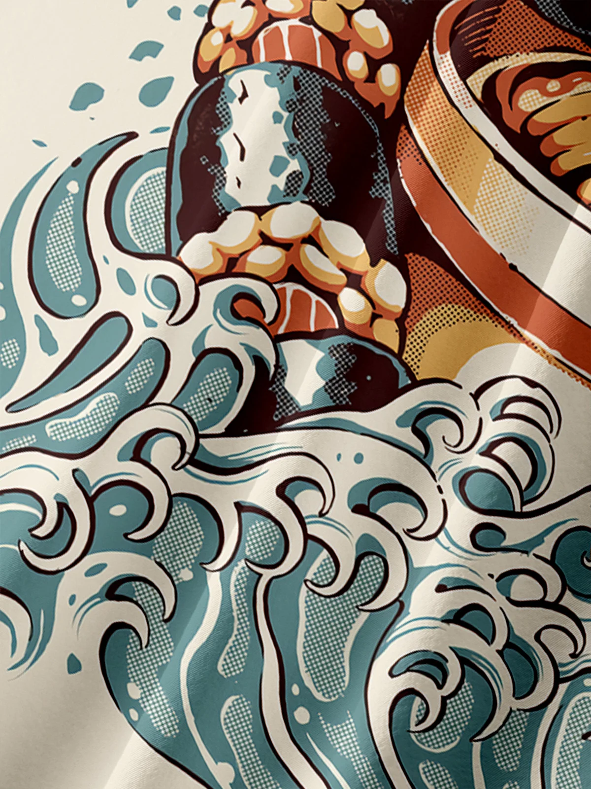 Ukiyo-e Dragon Chest Pocket Short Sleeve Casual Shirt