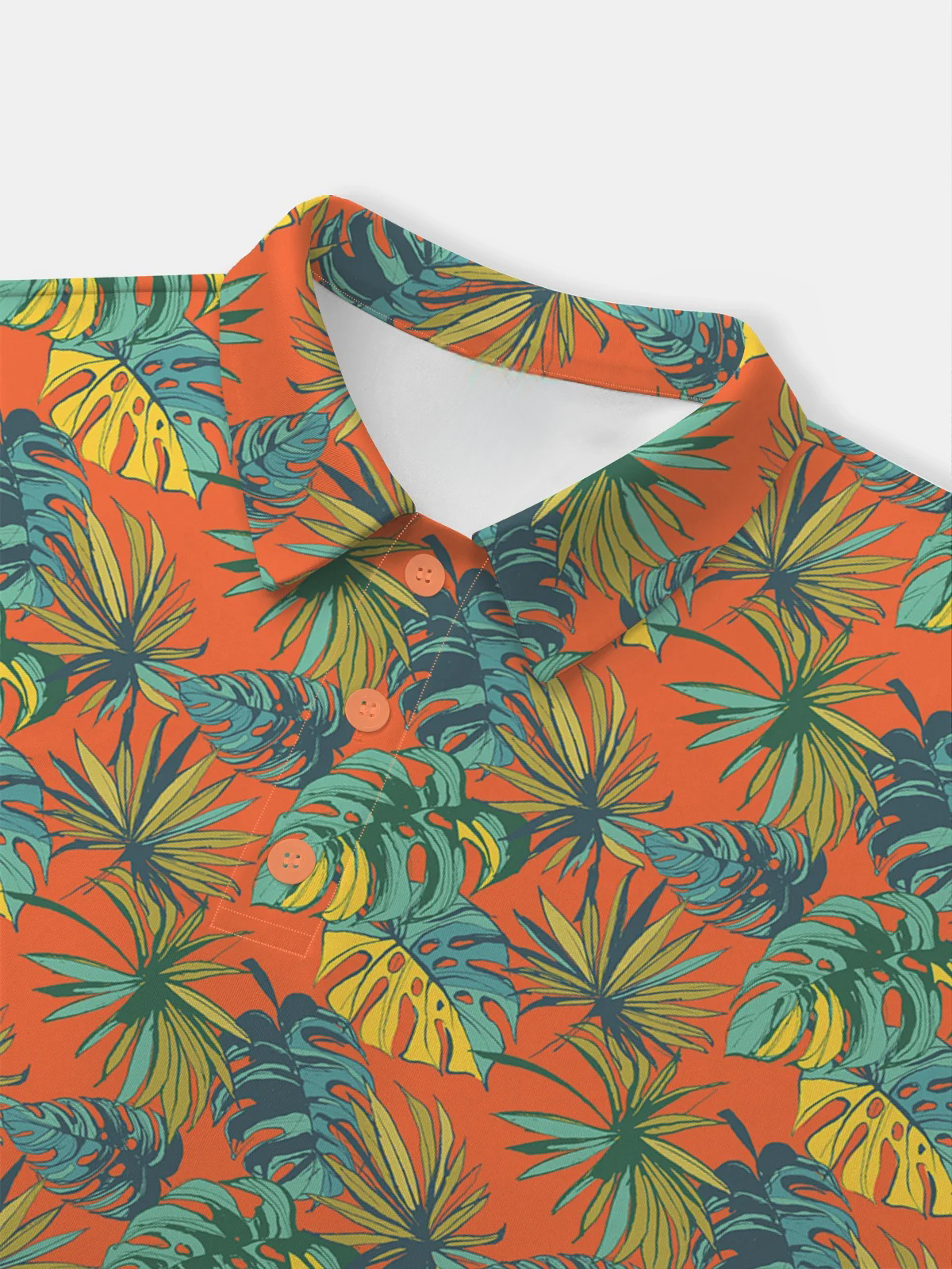 Moisture Wicking Golf Polo Tropical Plant Leaves