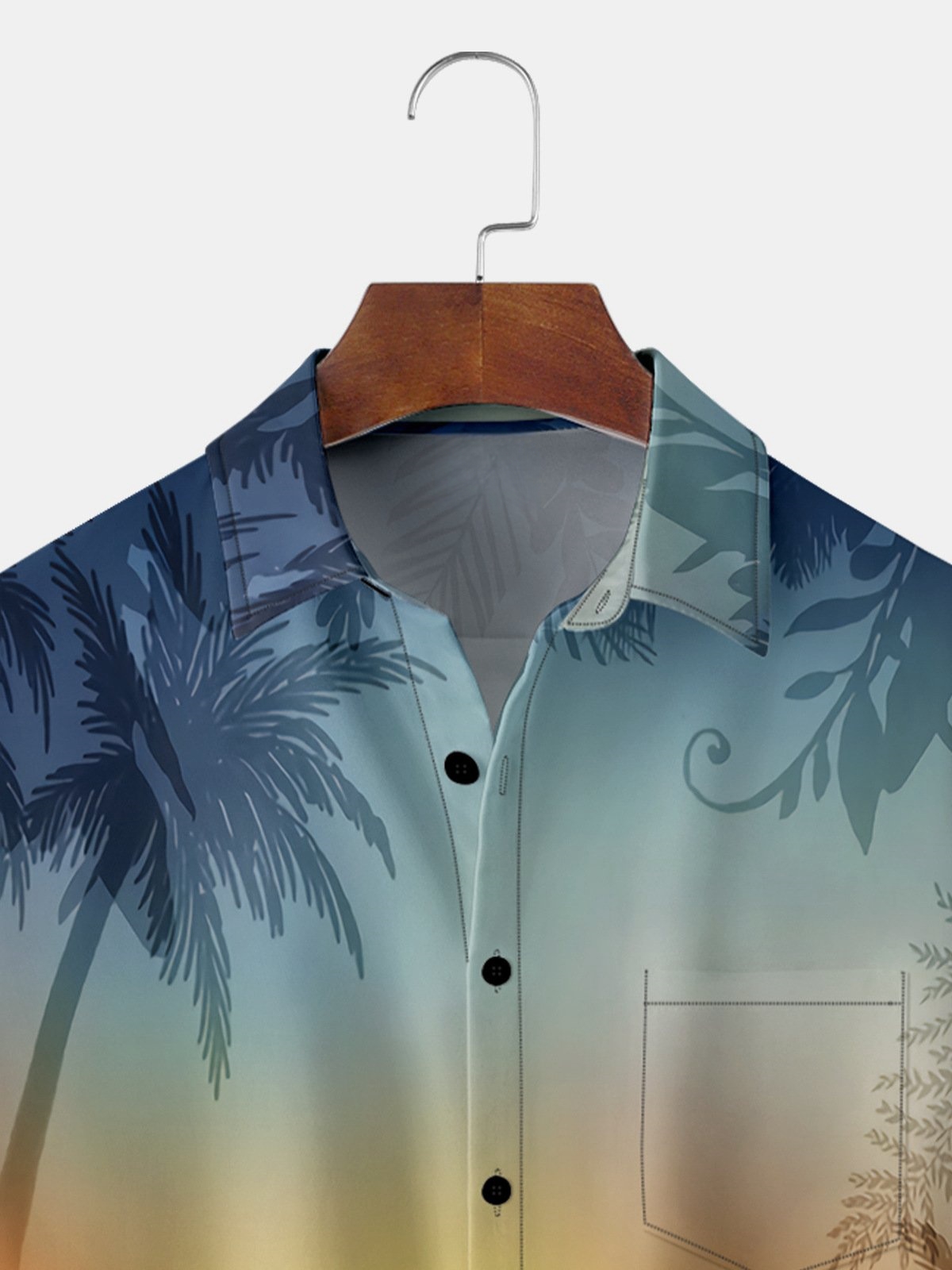Coconut Tree Chest Pocket Short Sleeve Hawaiian Shirt