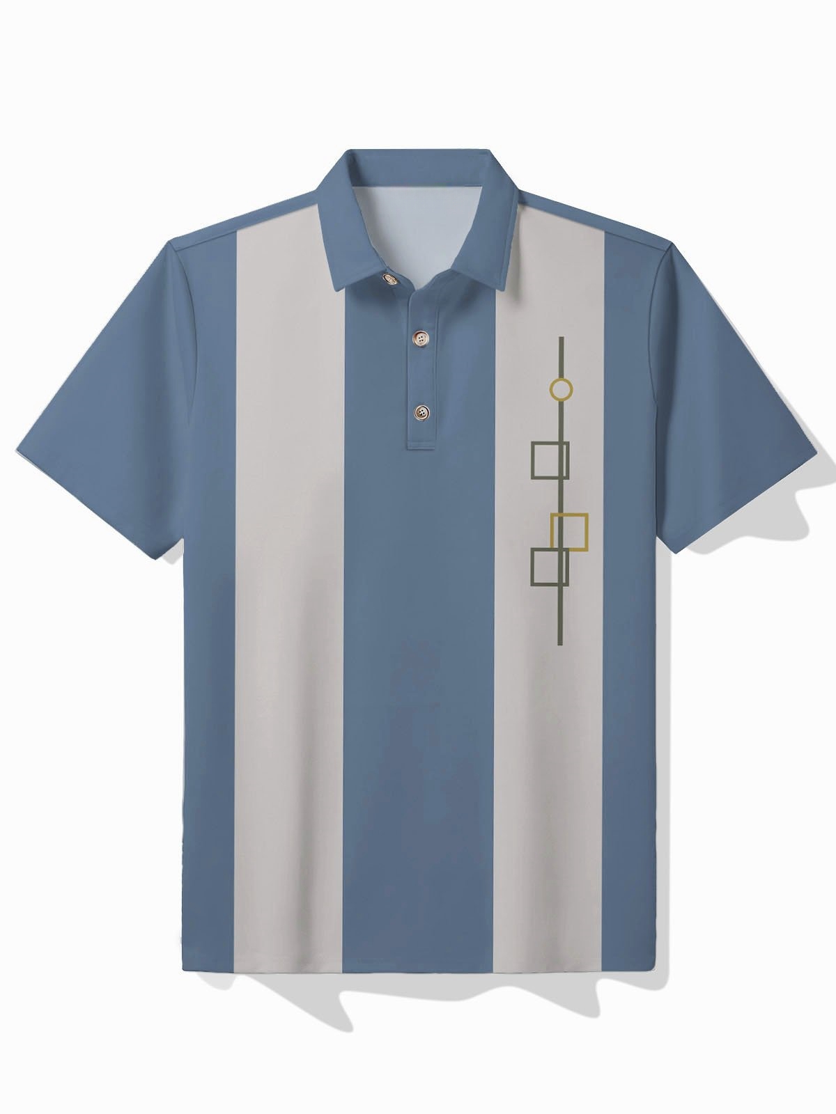 50‘s Retro Medieval geometry Bowling Polo Shirt Stretch Comfortable Polo Camp Shirt Big Tall