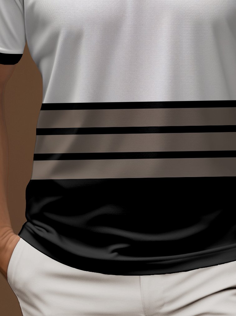 Basic Striped Printed Polo Shirt Stretch Comfortable Camping Pullover Polo Shirt Big Tall