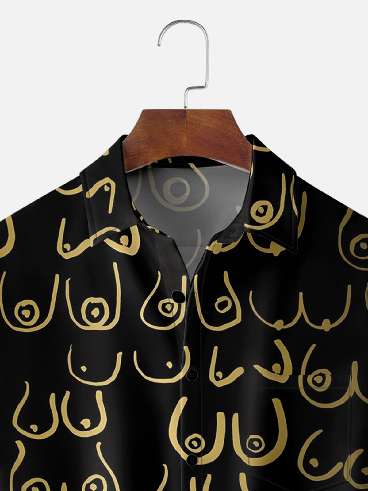 Moisture-wicking Fun Line Art Chest Pocket Hawaiian Shirt