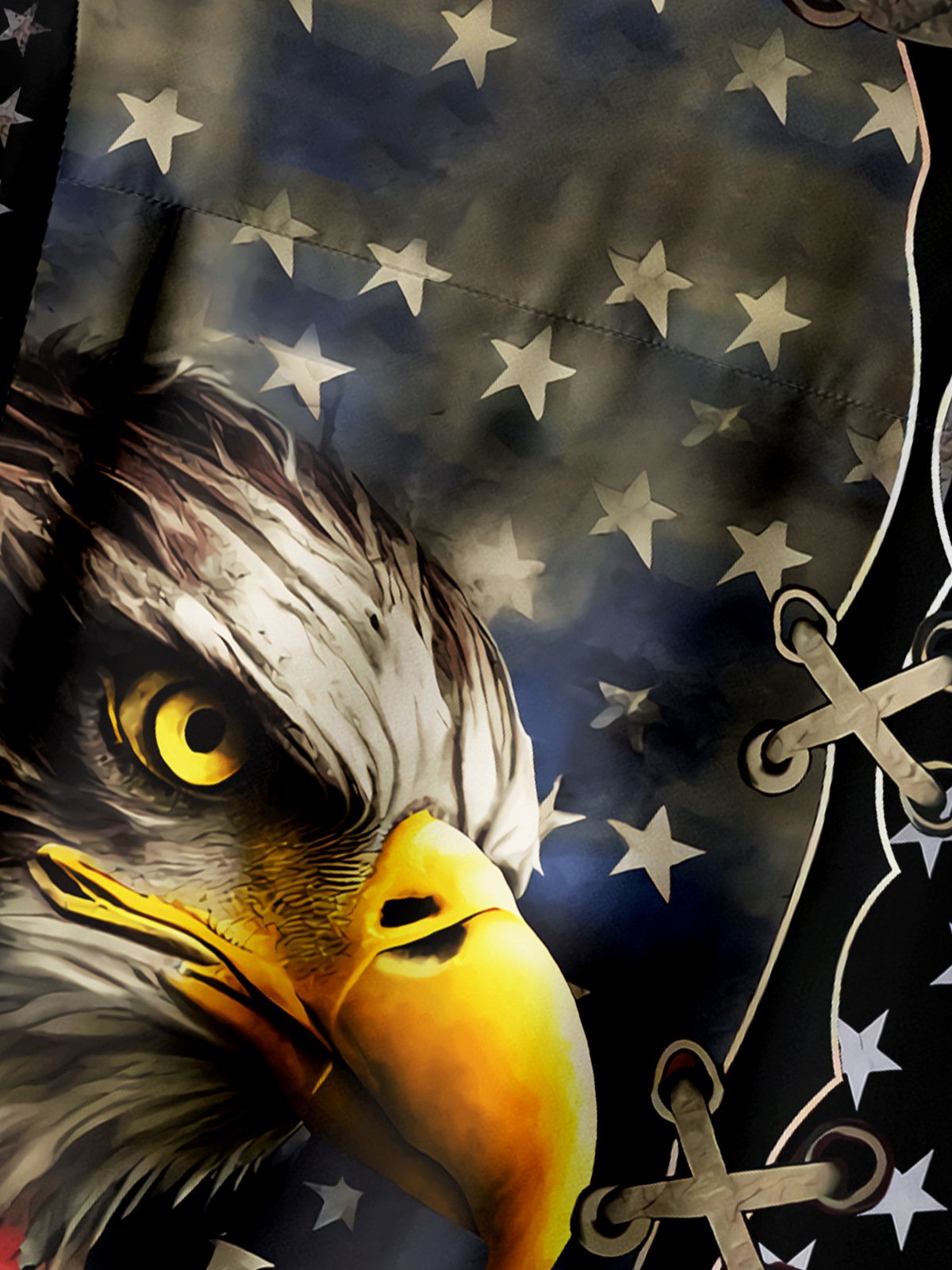 American Flag Eagle Chest Pocket Short Sleeve Casual Shirt