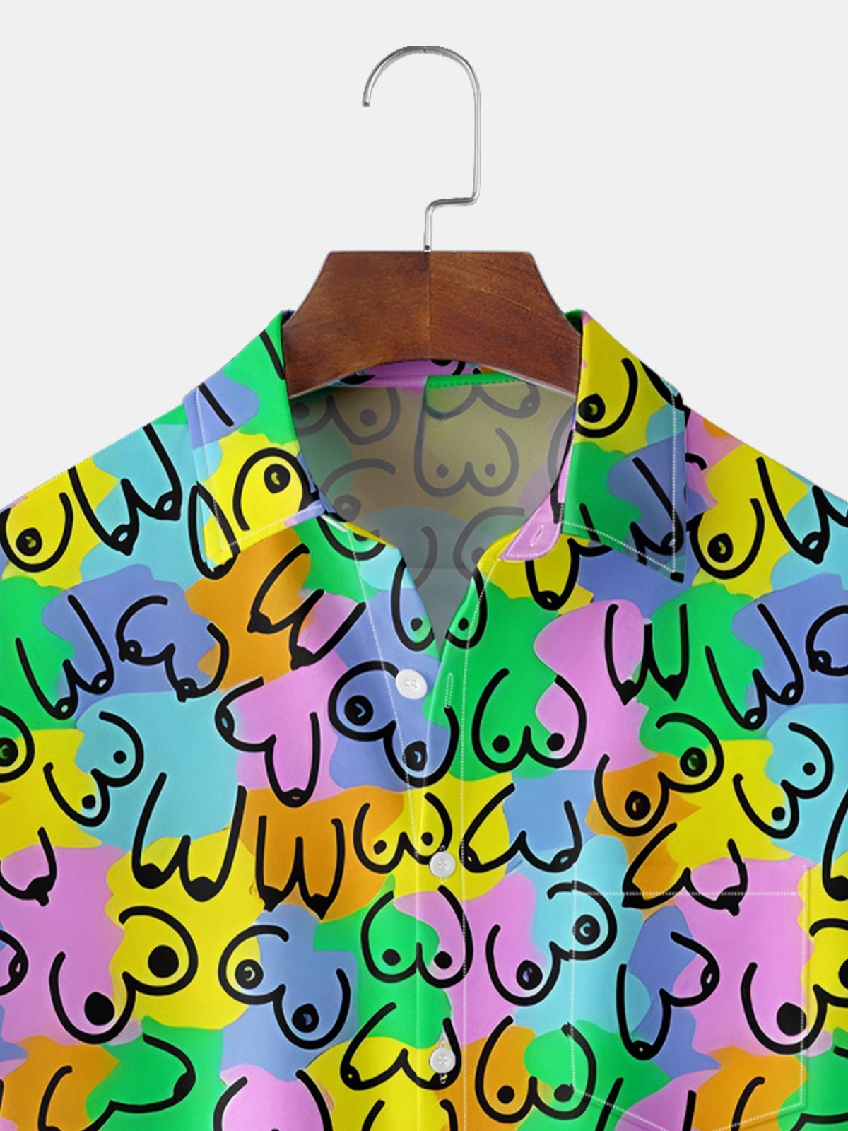 Moisture-wicking Abstract Geometric Chest Pocket Casual Shirt