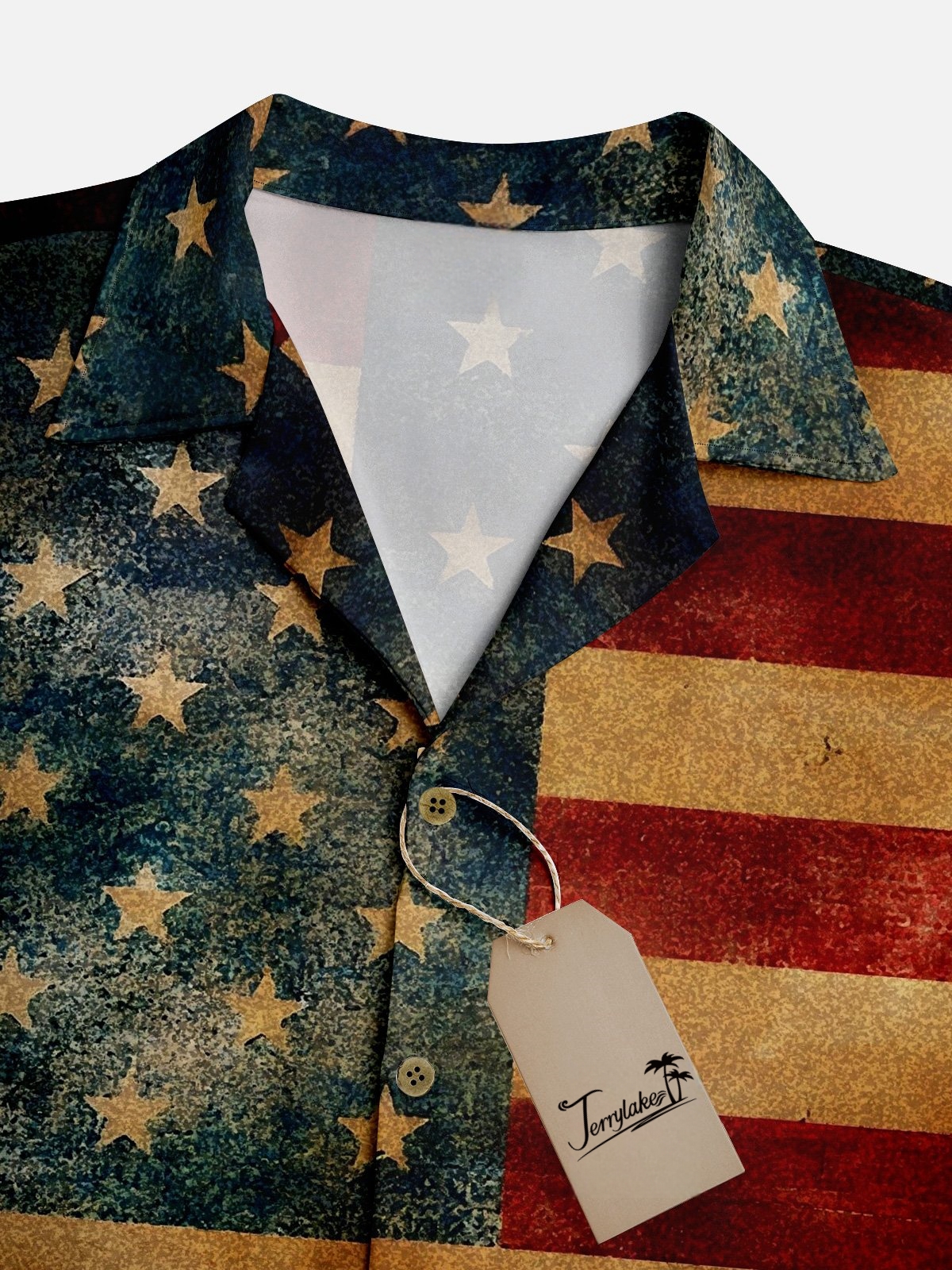 Moisture-wicking American Flag Hawaiian Shirt