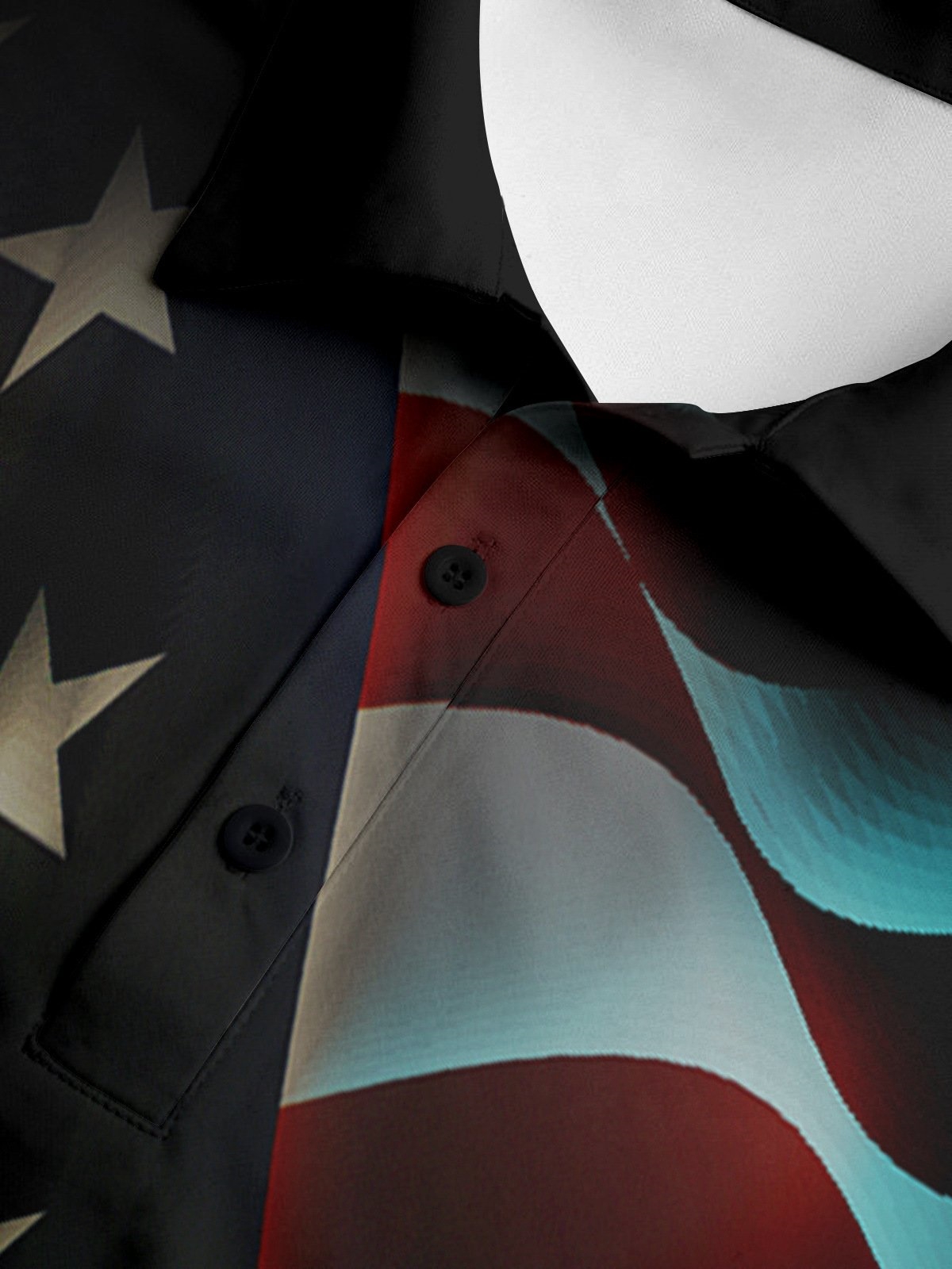 American Flag Button Down Short Sleeve Polo Shirt