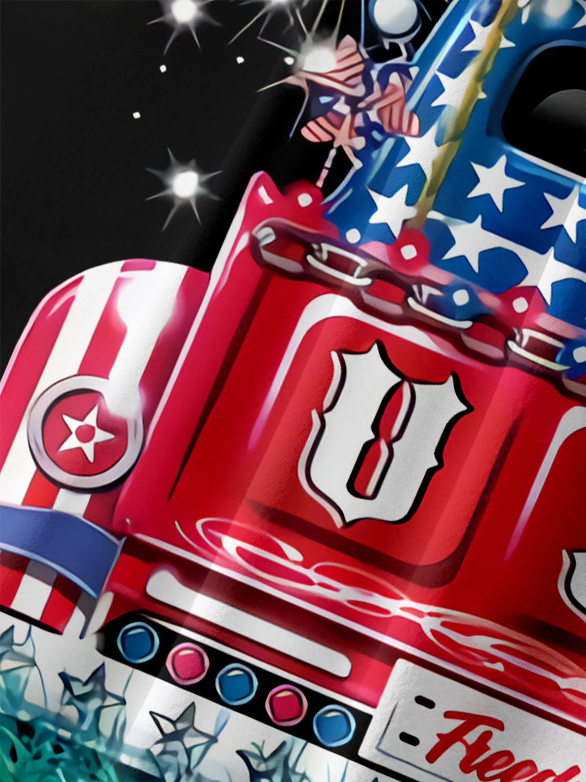 American Flag Car Chest Pocket Short Sleeve Casual Shirt