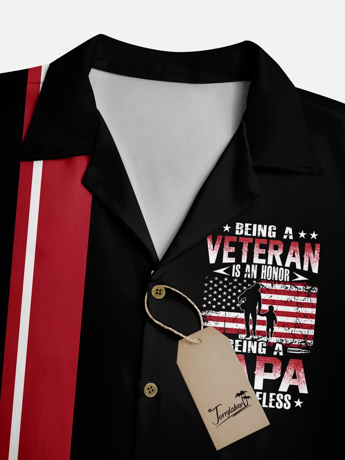 Moisture-wicking American Flag Veteran Father Bowling Shirt