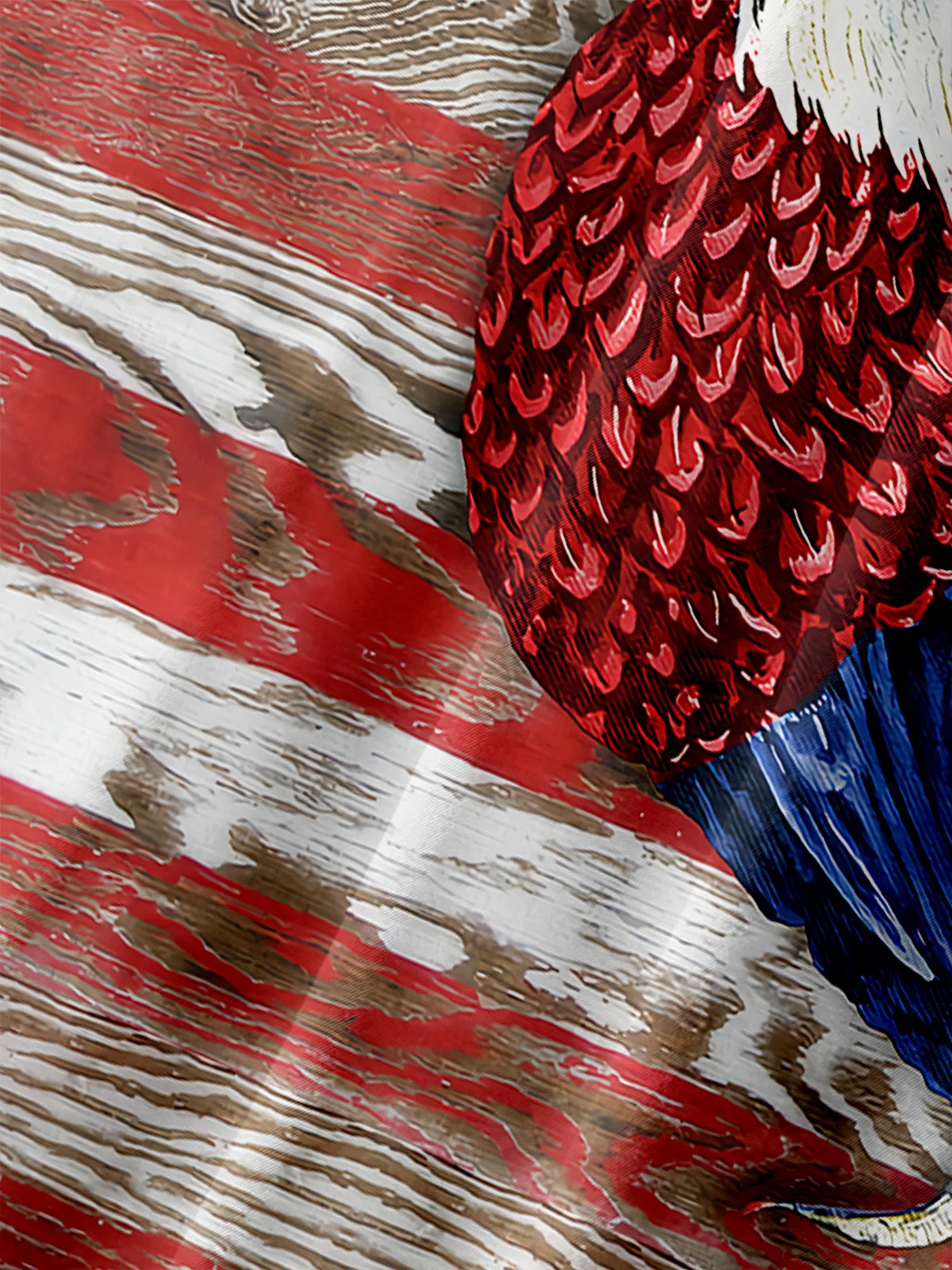 Men's Flag and Rooster Print Casual Breathable Hawaiian Short Sleeve Shirt