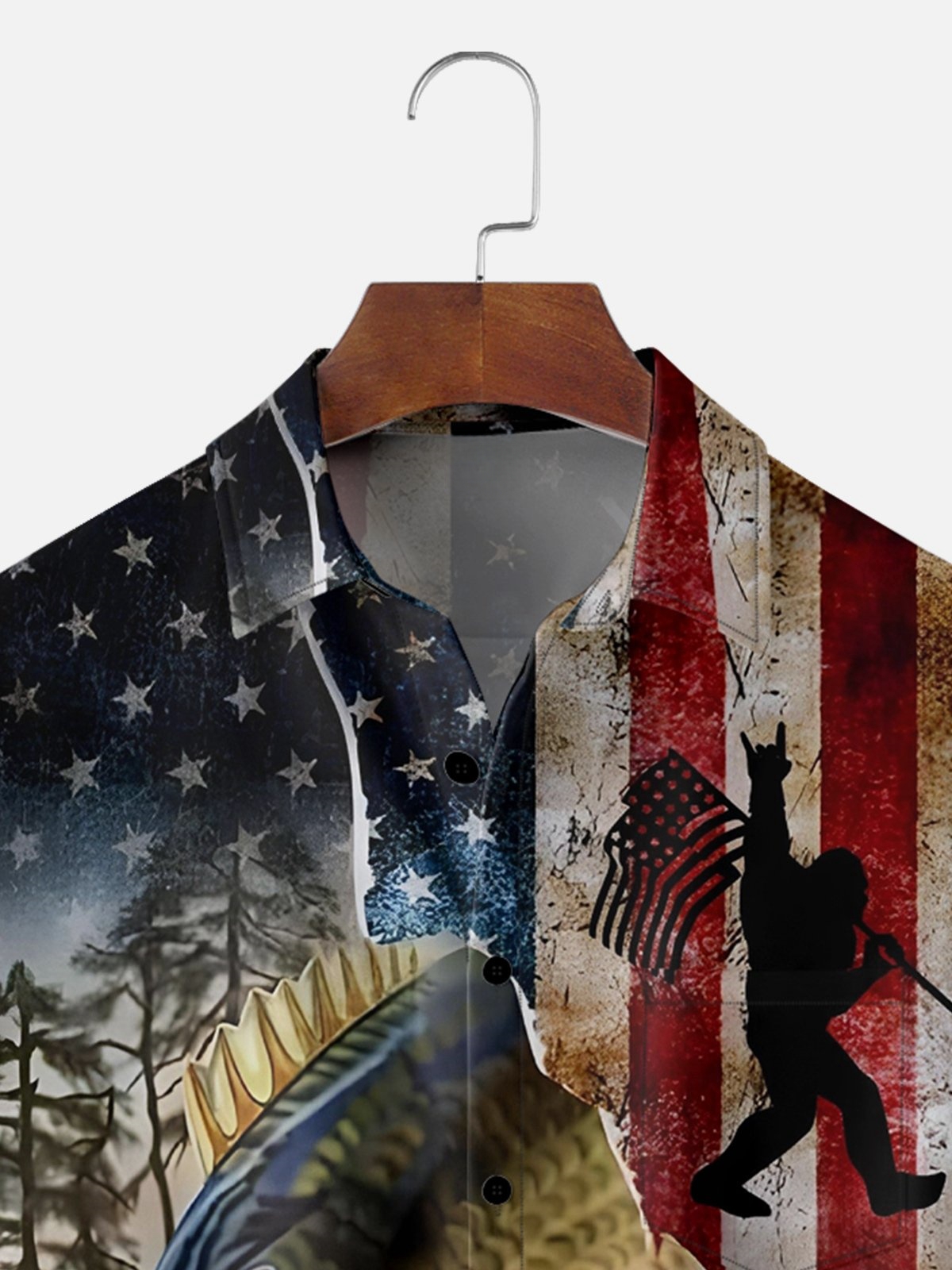 National American Fishing Patriotic Wicking Hawaiian Shirt
