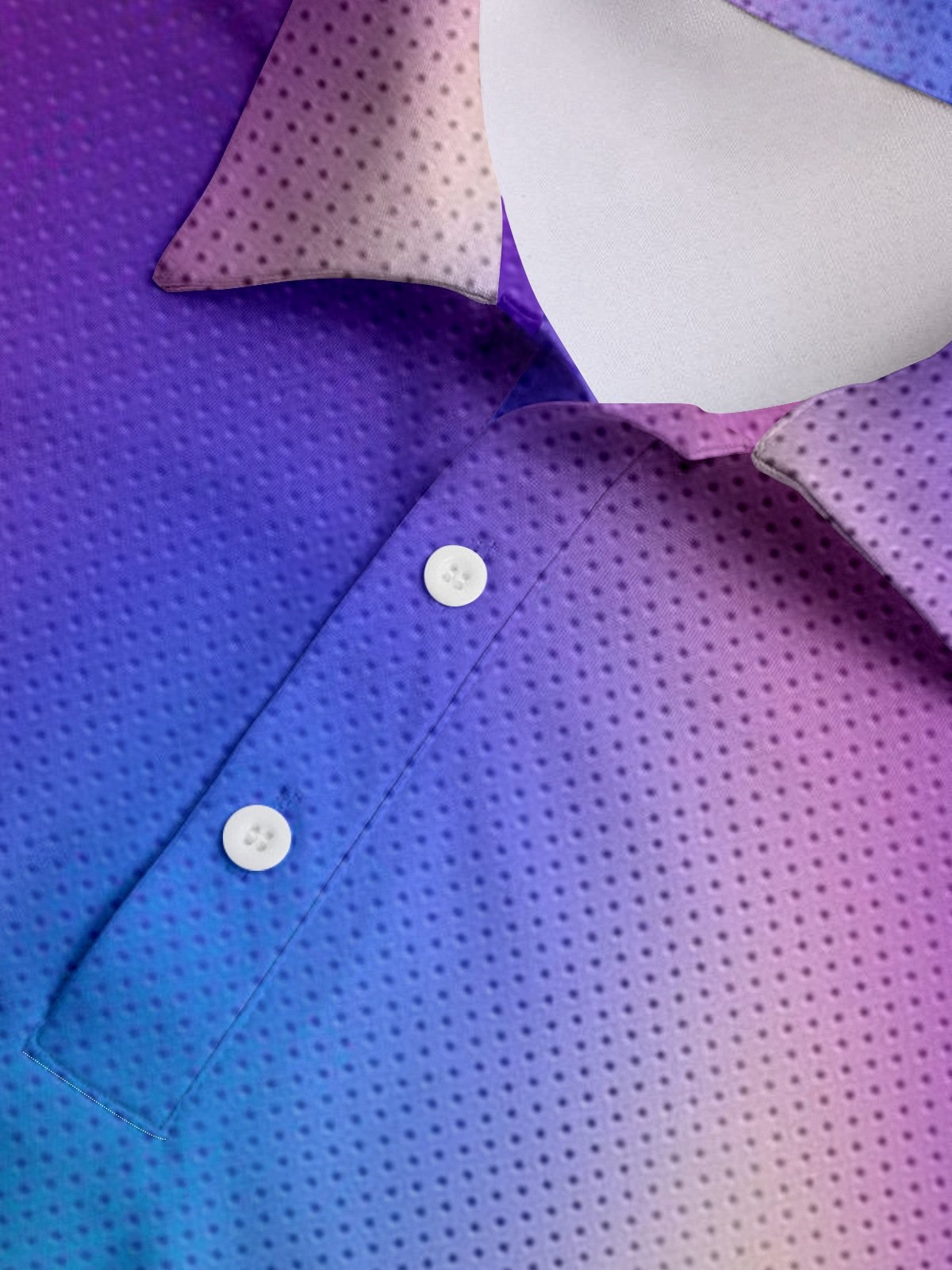 Gradient Color Button Short Sleeve Polo Shirt