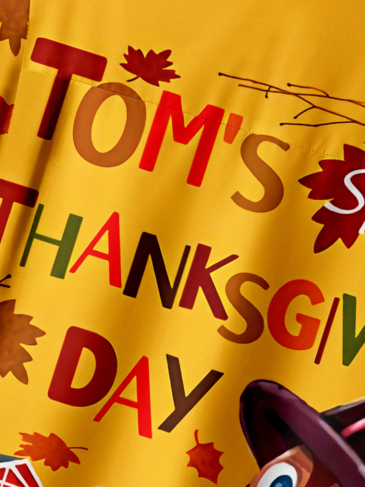 Thanksgiving Turkey Chest Pocket Short Sleeve Casual Shirt