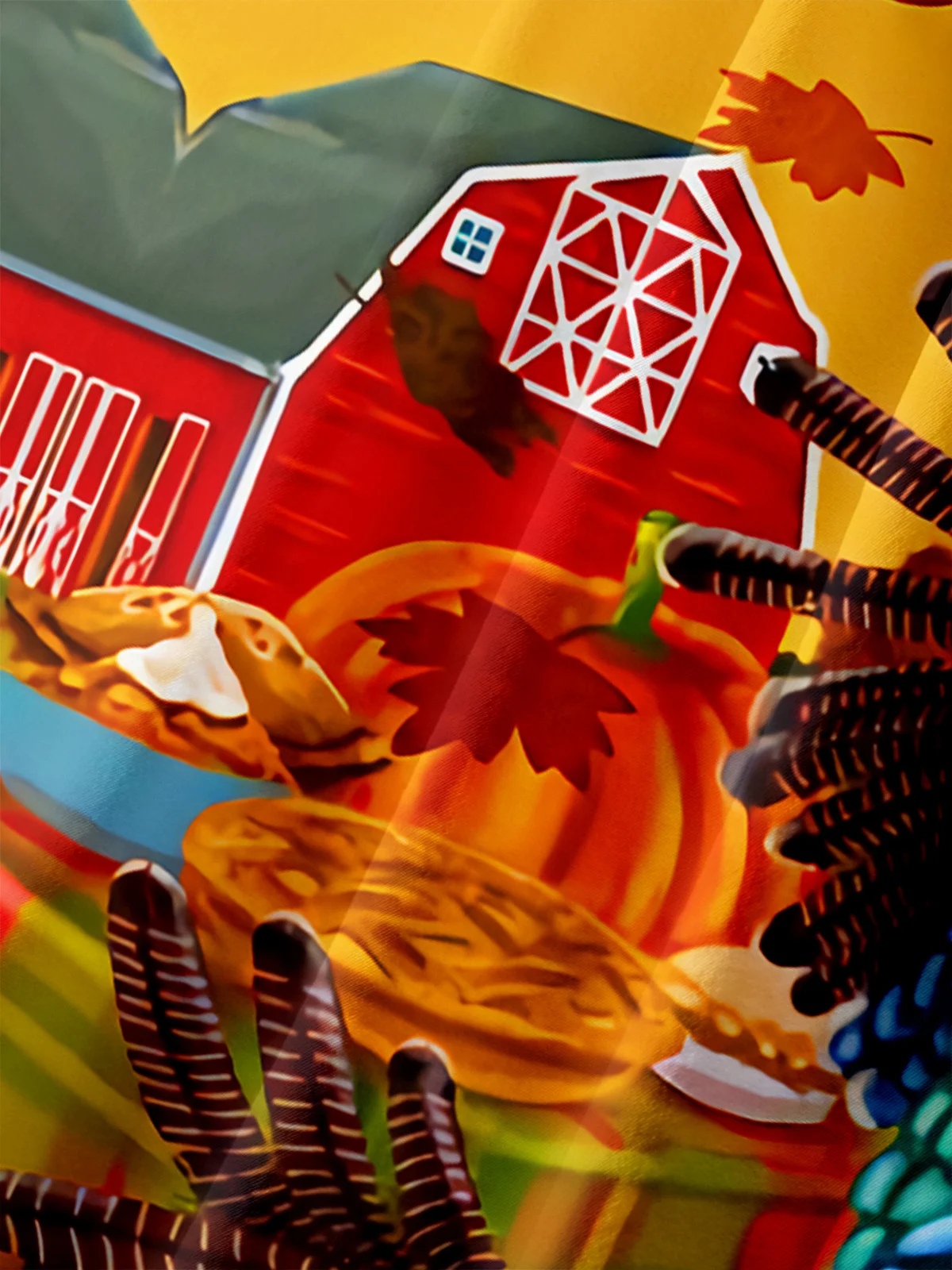 Thanksgiving Turkey Chest Pocket Short Sleeve Casual Shirt