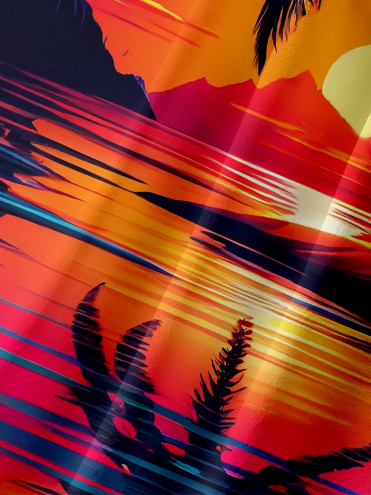 Moisture-wicking Coconut Palm Tree Beach Chest Pocket Hawaiian Shirt