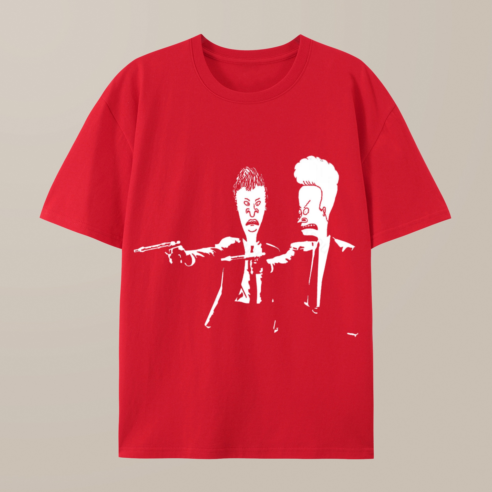 （100% Cotton）Beavis And Butthead Pulp Fiction Nerd T-Shirt