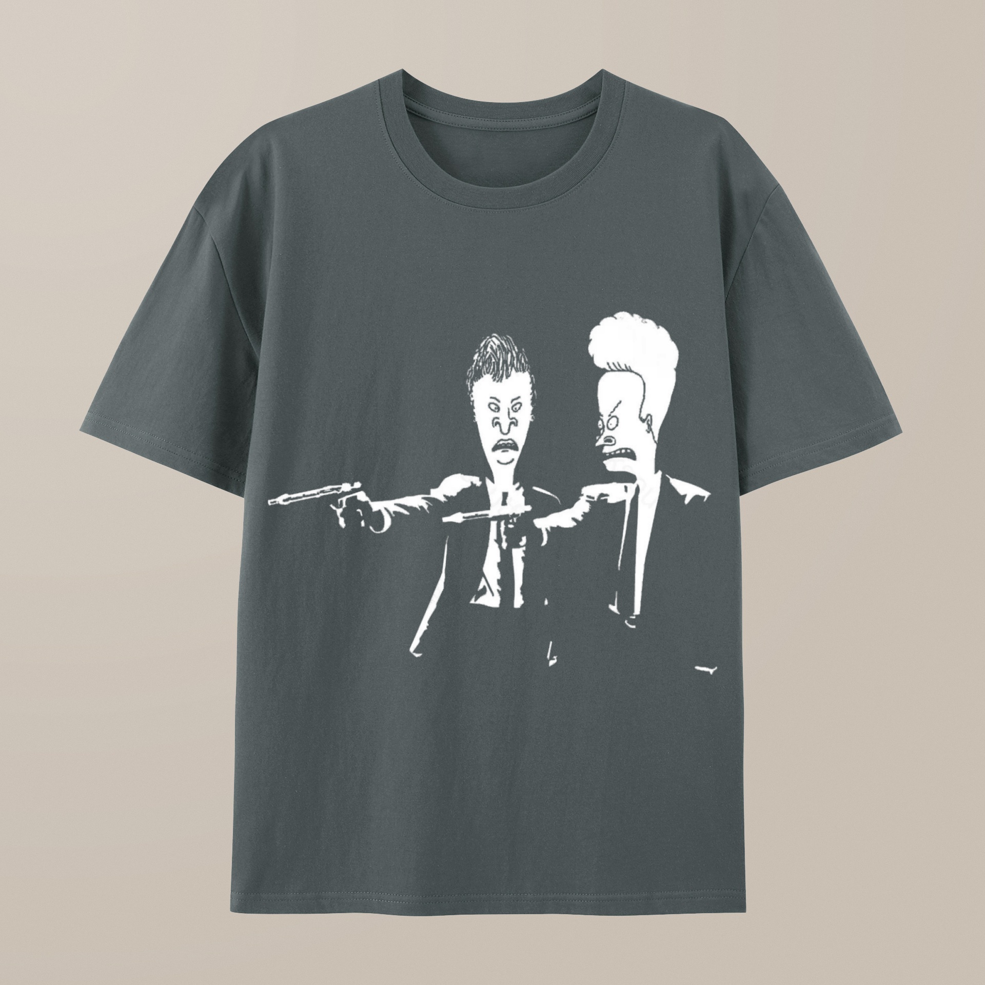 （100% Cotton）Beavis And Butthead Pulp Fiction Nerd T-Shirt