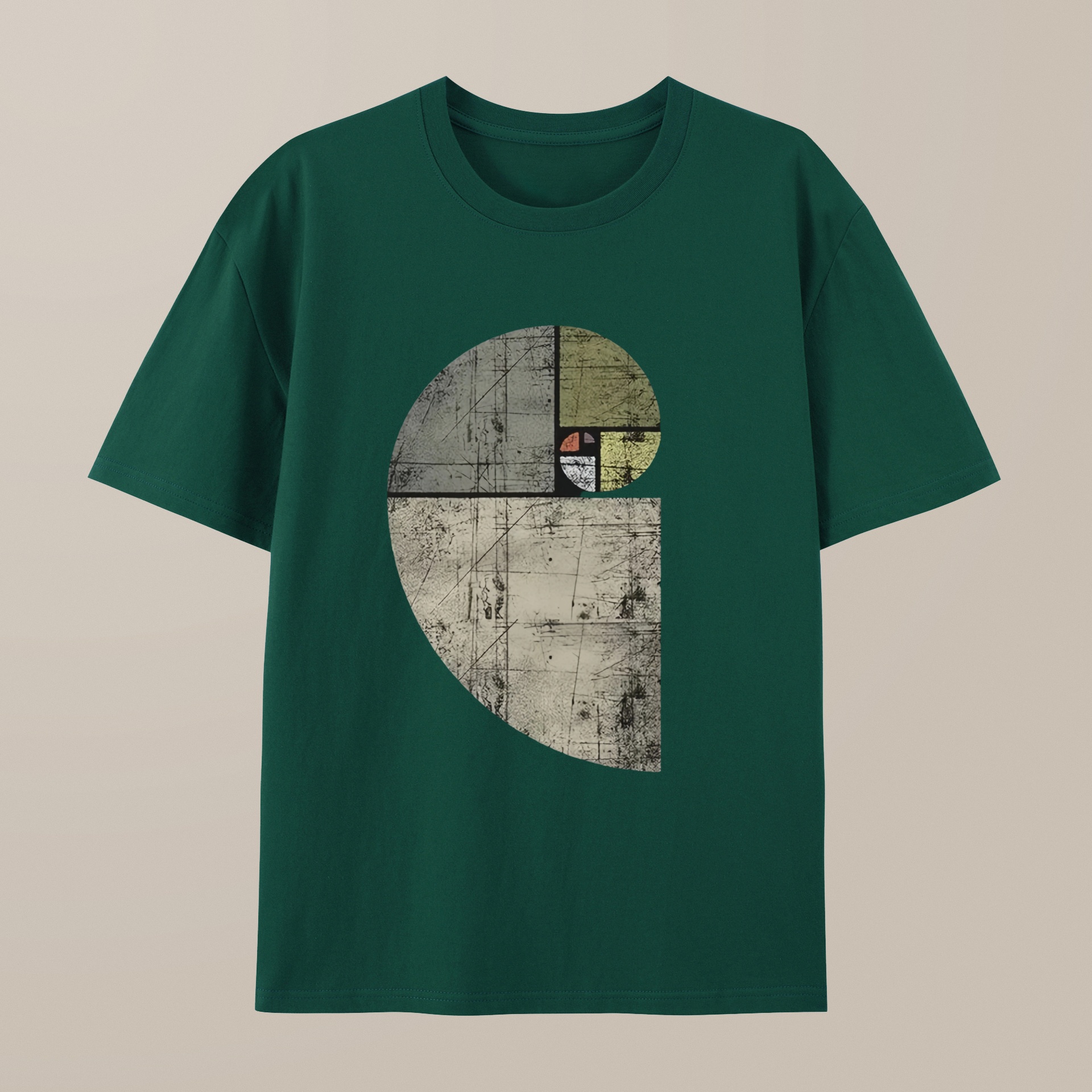 （100% Cotton）Distressed Fibonacci Spiral Geek Graphic T-Shirt