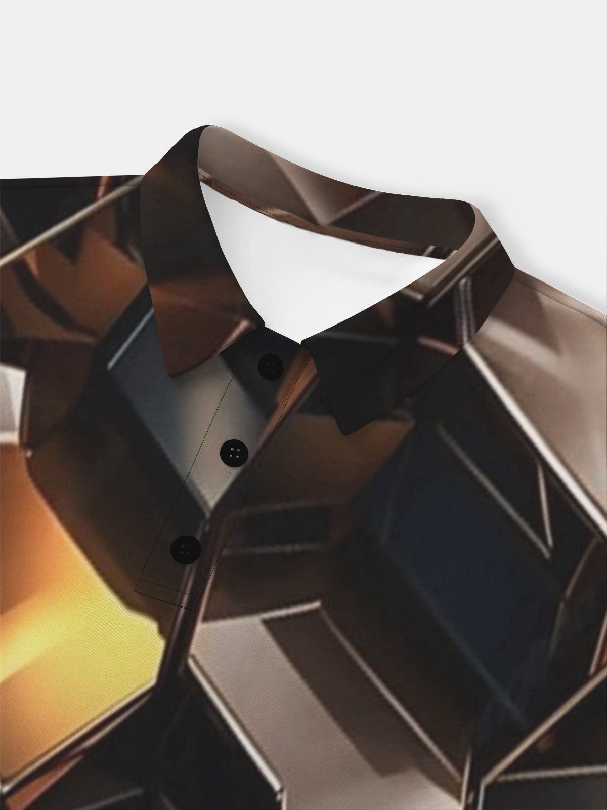 Moisture Wicking Golf Polo 3D Black Gold Gradient Color Abstract Geometric